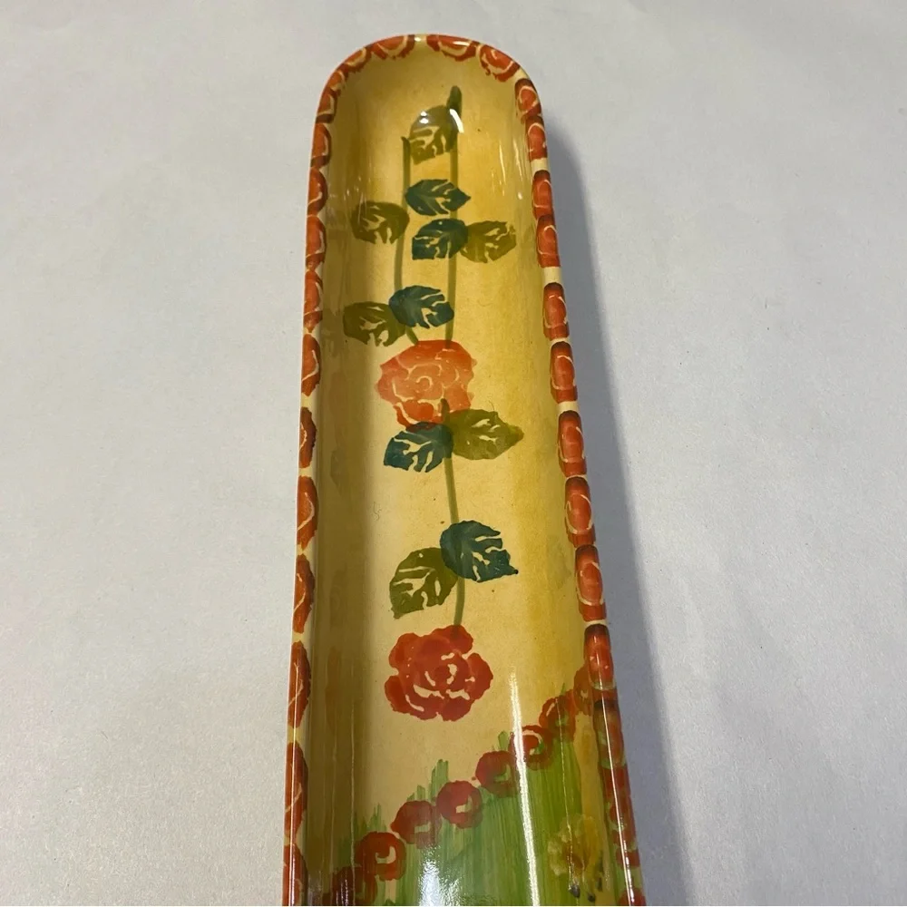 Handpainted Ceramic Olive Dish Tray Appetizer Italy Floral Decorative
